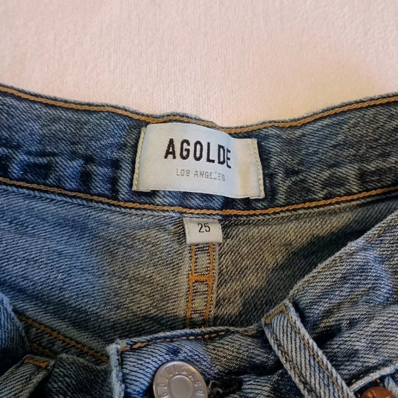 AGOLDE Riley High Rise Straight Jeans Button Fly Cropped Denim Size 25 - Picture 7 of 9